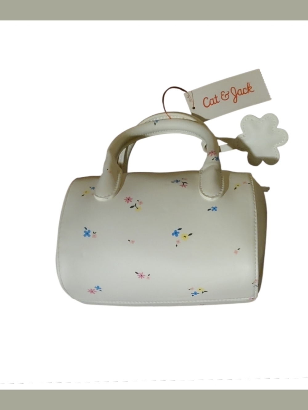 Cat & Jack White Floral Mini Handbag with Flower Charm